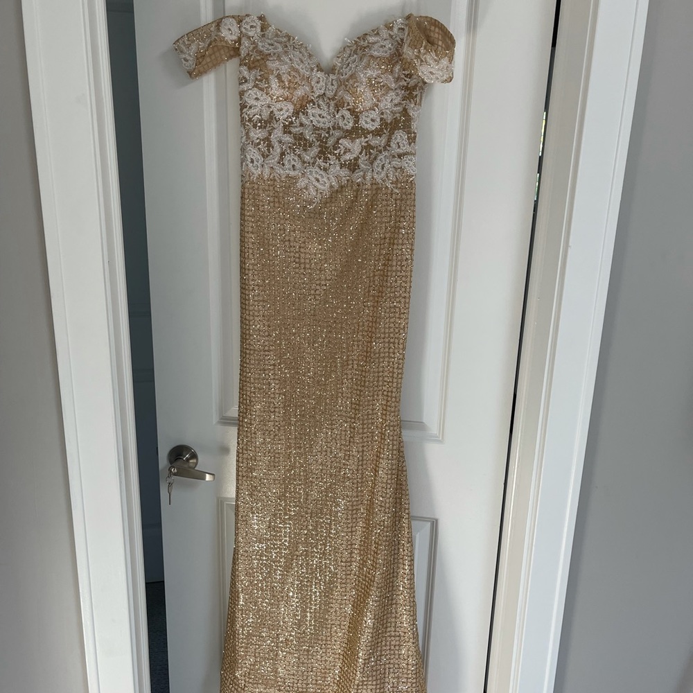 Brand New Gold Glitter Formal Gown